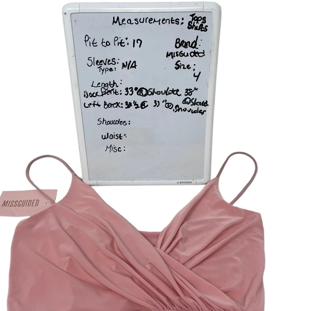 Misguided Pink Strappy Slinky Wrap Asymmetrical Bodycon Mini Dress Size 4 NWT